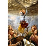 Krishna lifting the Govardhan hill